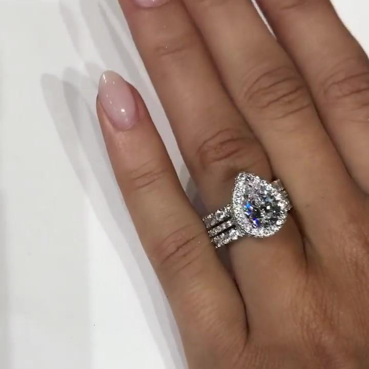 Jorrio handmade created diamond vintage 3 pieces wedding ring set