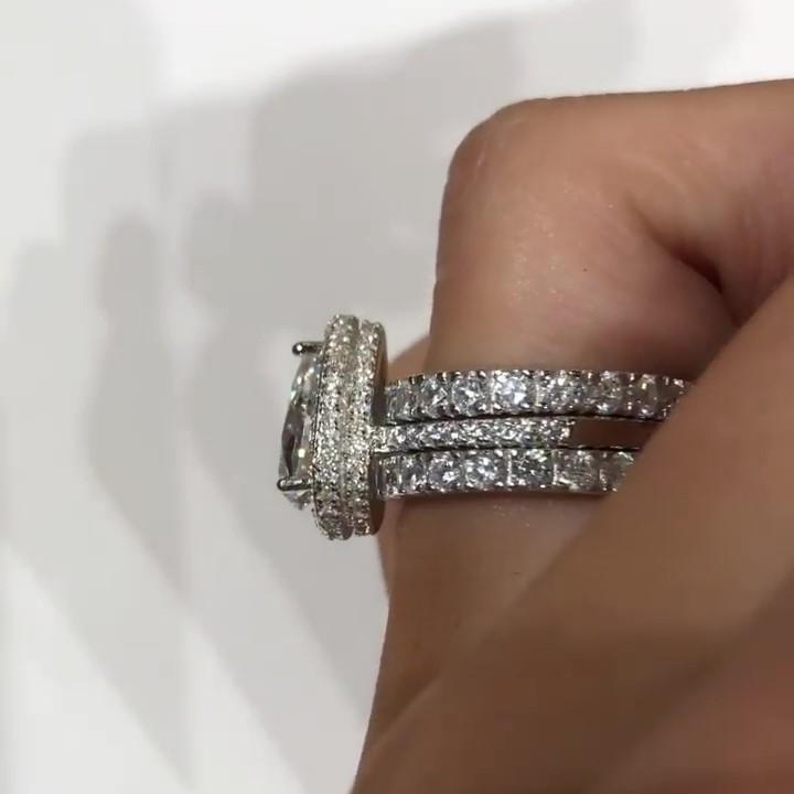 Jorrio handmade created diamond vintage 3 pieces wedding ring set