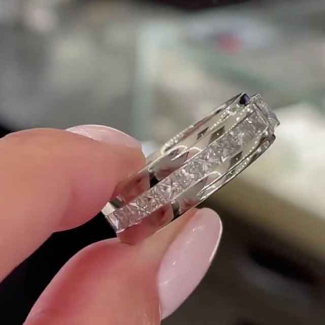 Jorrio princess cut halo created diamond vintage wedding ring sterling silver wedding band