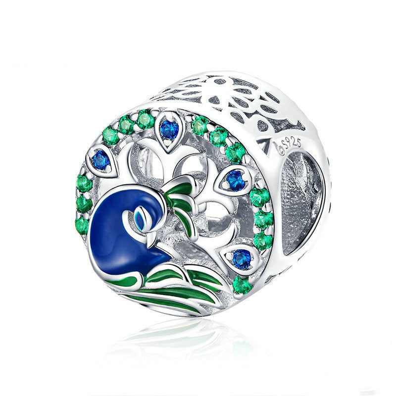Jorrio Fashion Animal Peacock Sterling Silver Charm