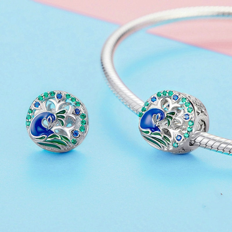 Jorrio Fashion Animal Peacock Sterling Silver Charm