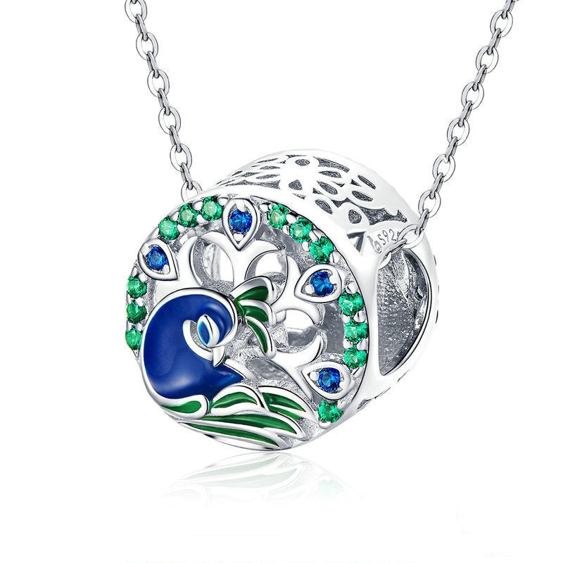 Jorrio Fashion Animal Peacock Sterling Silver Charm