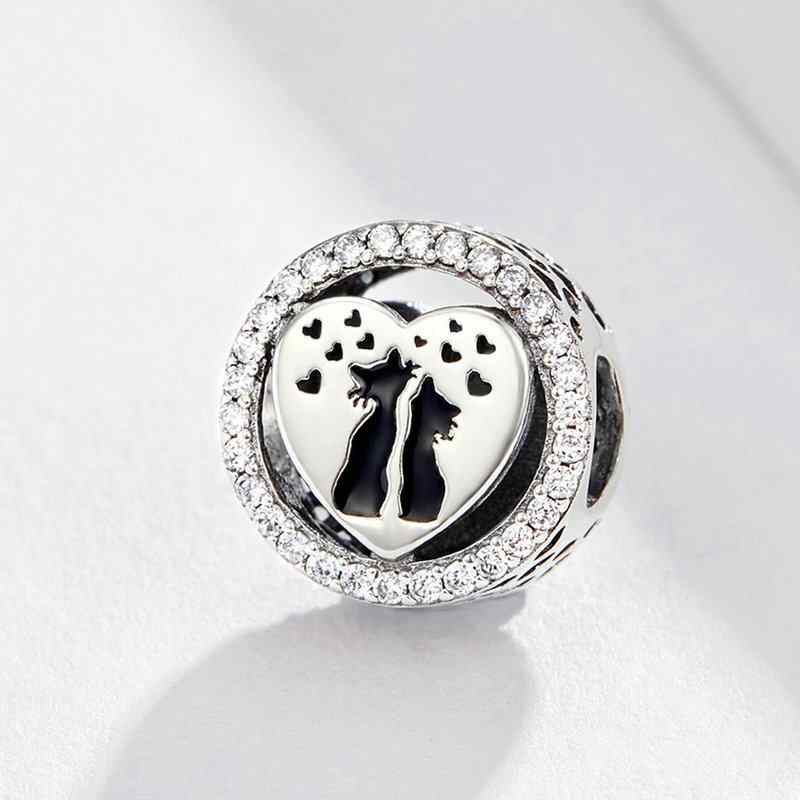 Jorrio Cute Animal Cat Love Sterling Silver Charm