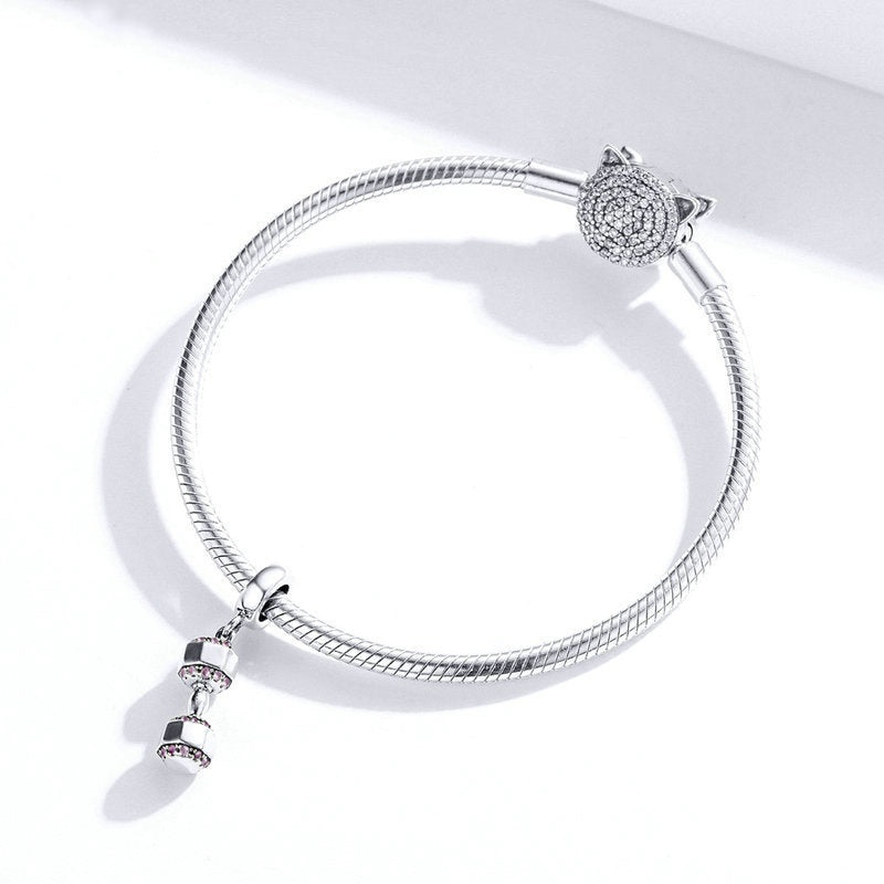 Jorrio Fashion Retro Sports Dumbbell Sterling Silver Charm