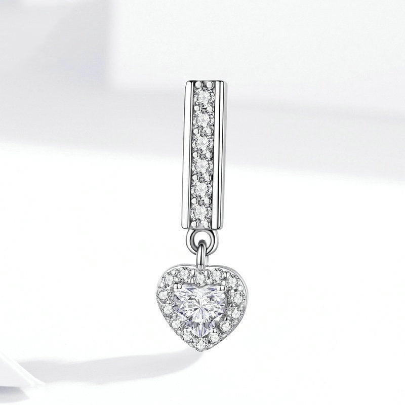 Jorrio Full Diamond Heart Shape Sterling Silver Charm