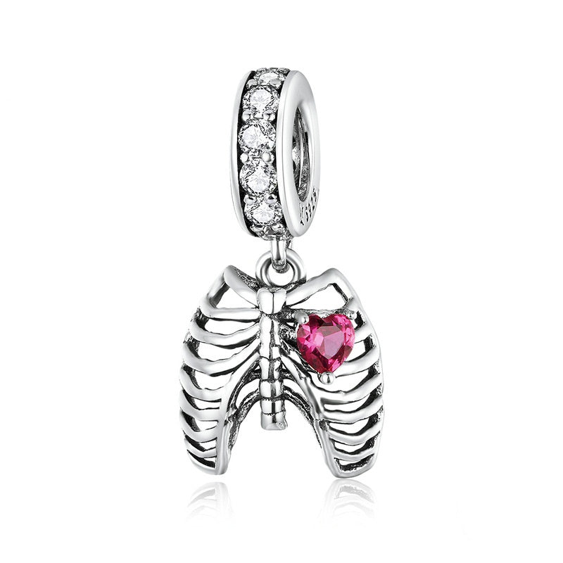 Jorrio Ribbed Heart Creative Sterling Silver Charm
