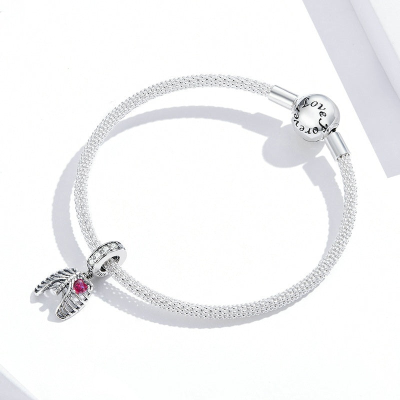 Jorrio Ribbed Heart Creative Sterling Silver Charm