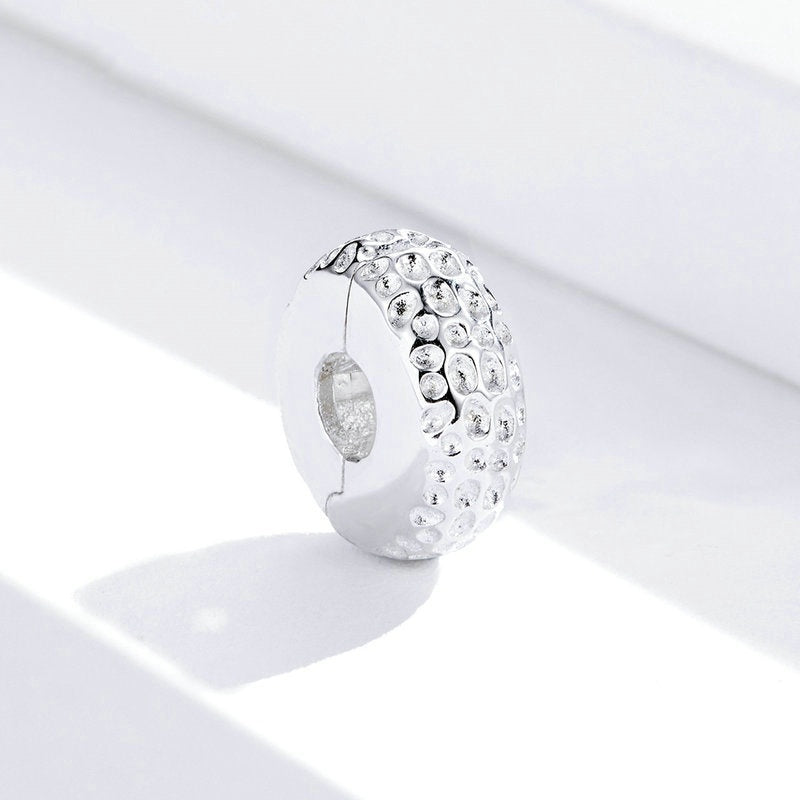 Jorrio Rounf Multi Stone Textured Sterling Silver Charm