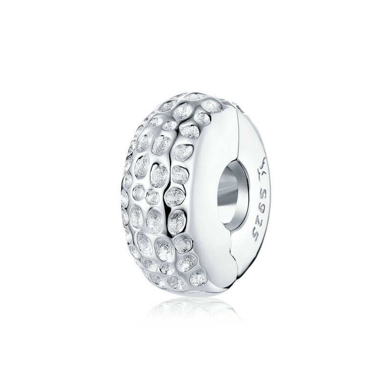 Jorrio Rounf Multi Stone Textured Sterling Silver Charm