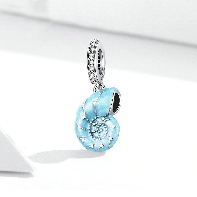 Jorrio Romantic Ocean Element Light Blue Conch Sterling Silver Charm