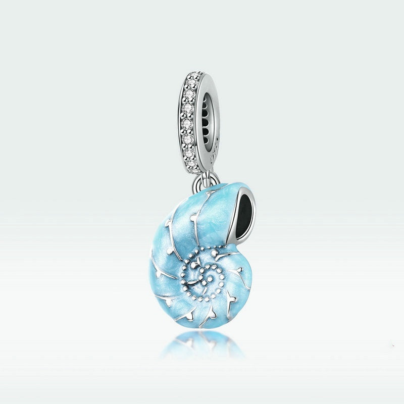 Jorrio Romantic Ocean Element Light Blue Conch Sterling Silver Charm
