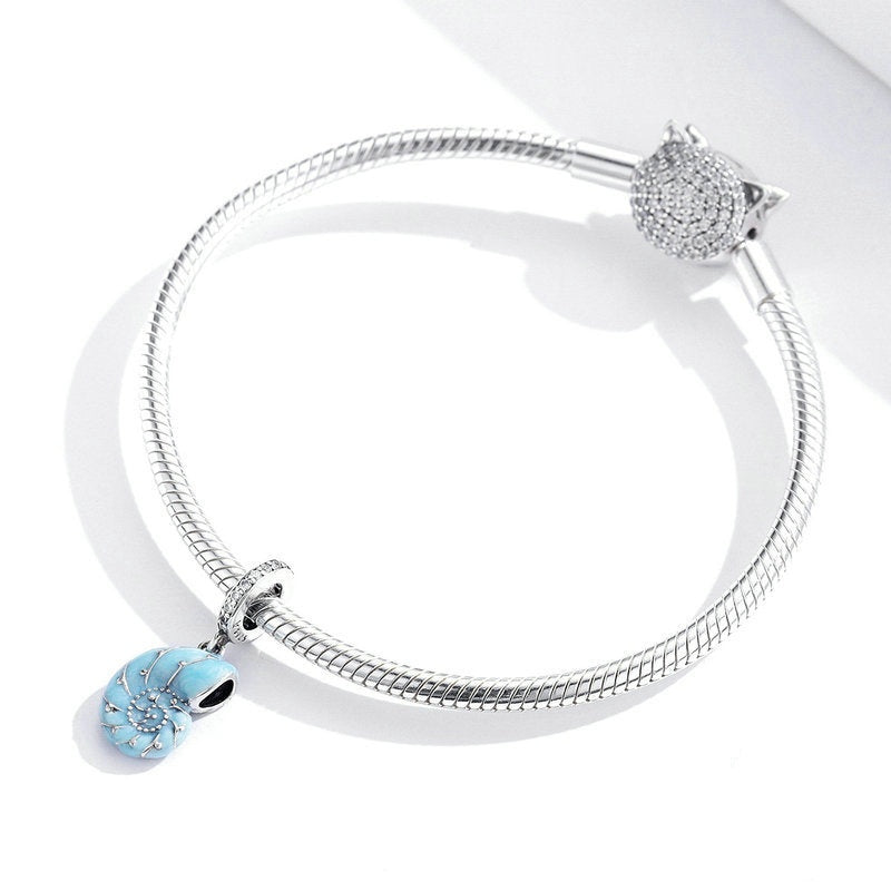 Jorrio Romantic Ocean Element Light Blue Conch Sterling Silver Charm