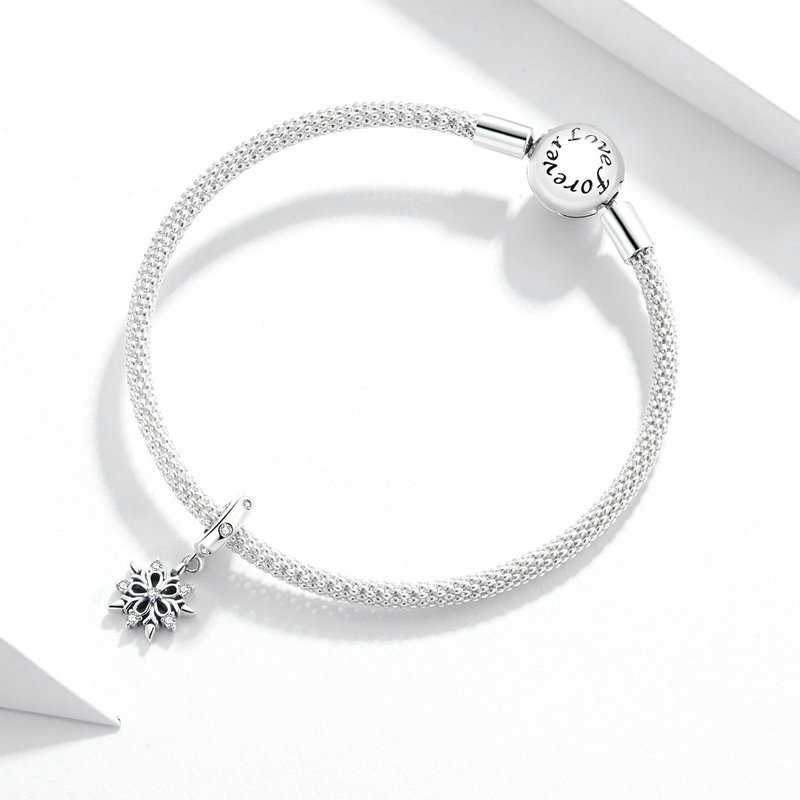 Jorrio Handmade Christmas Crystal Snowflake Sterling Silver Charms