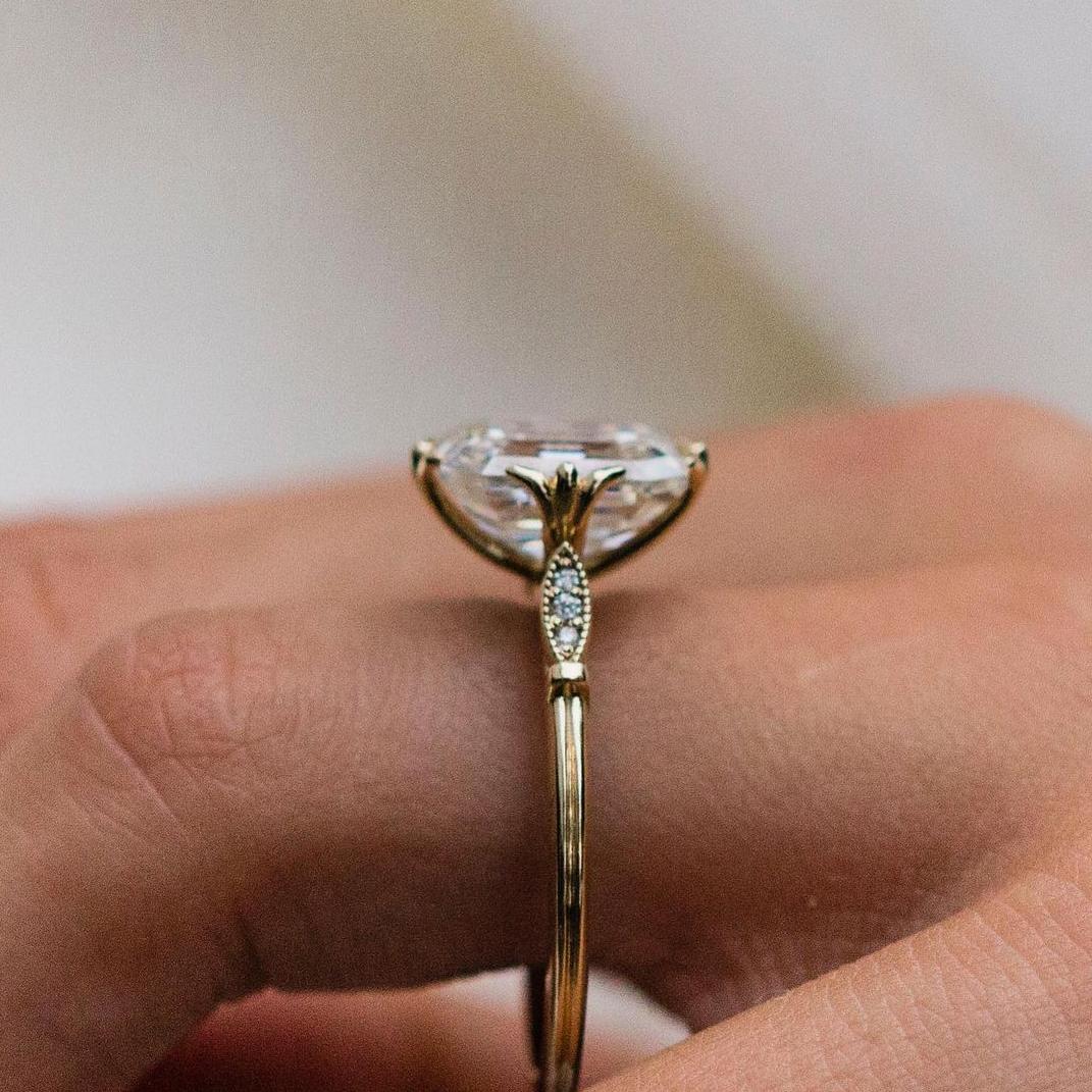 Jorrio 6.5ct asscher cut vintage sterling silver engagement ring