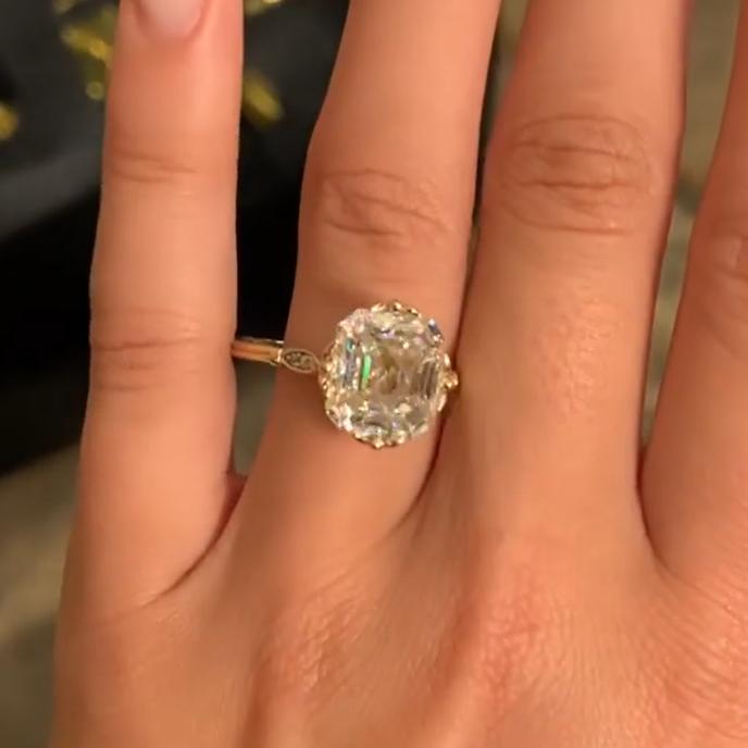 Jorrio 6.5ct asscher cut vintage sterling silver engagement ring
