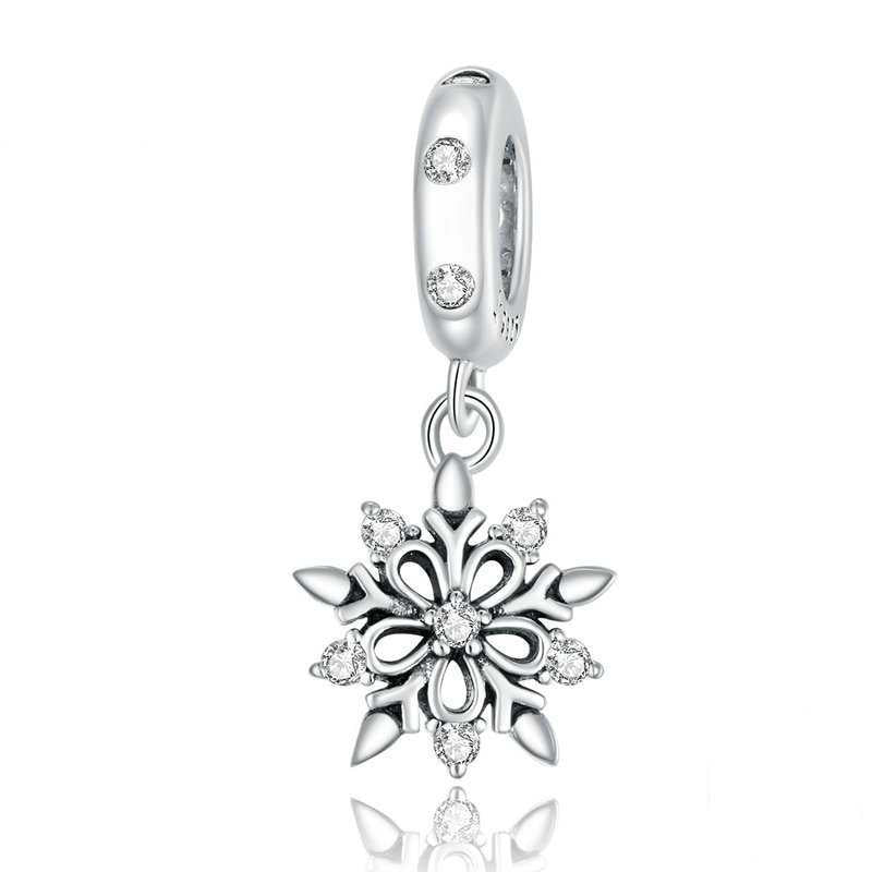 Jorrio Handmade Christmas Crystal Snowflake Sterling Silver Charms