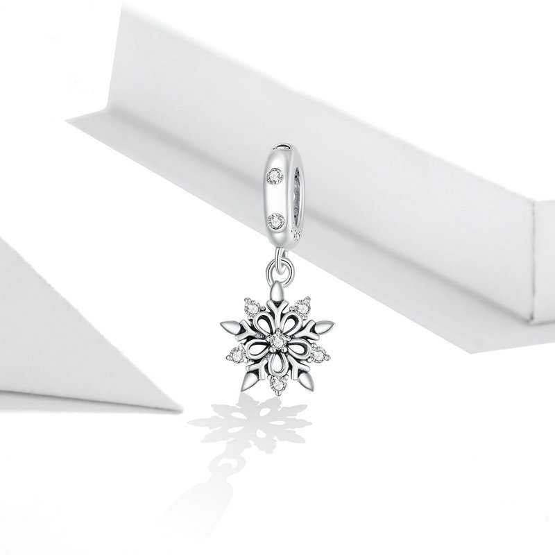 Jorrio Handmade Christmas Crystal Snowflake Sterling Silver Charms