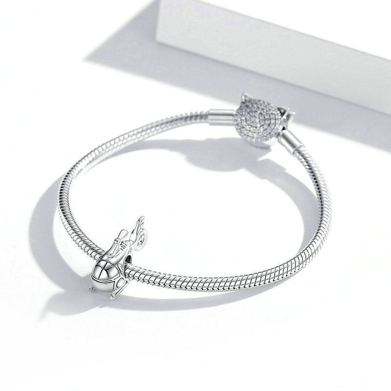 Jorrio Fashion Cool Helicopter Sterling Silver Charm