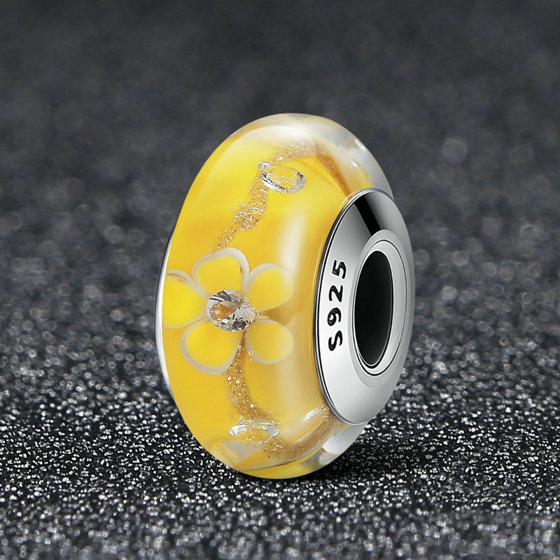 Jorrio Yellow Delicate Flower Sterling Silver Charm