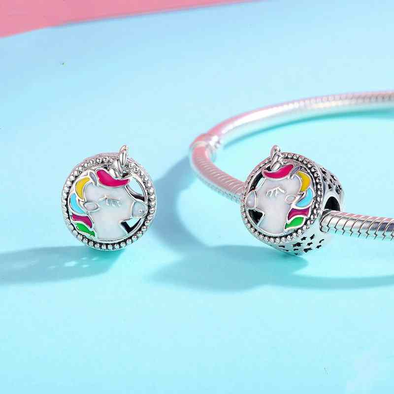 Jorrio handmade Unicorn large hole loose sterling silver charms