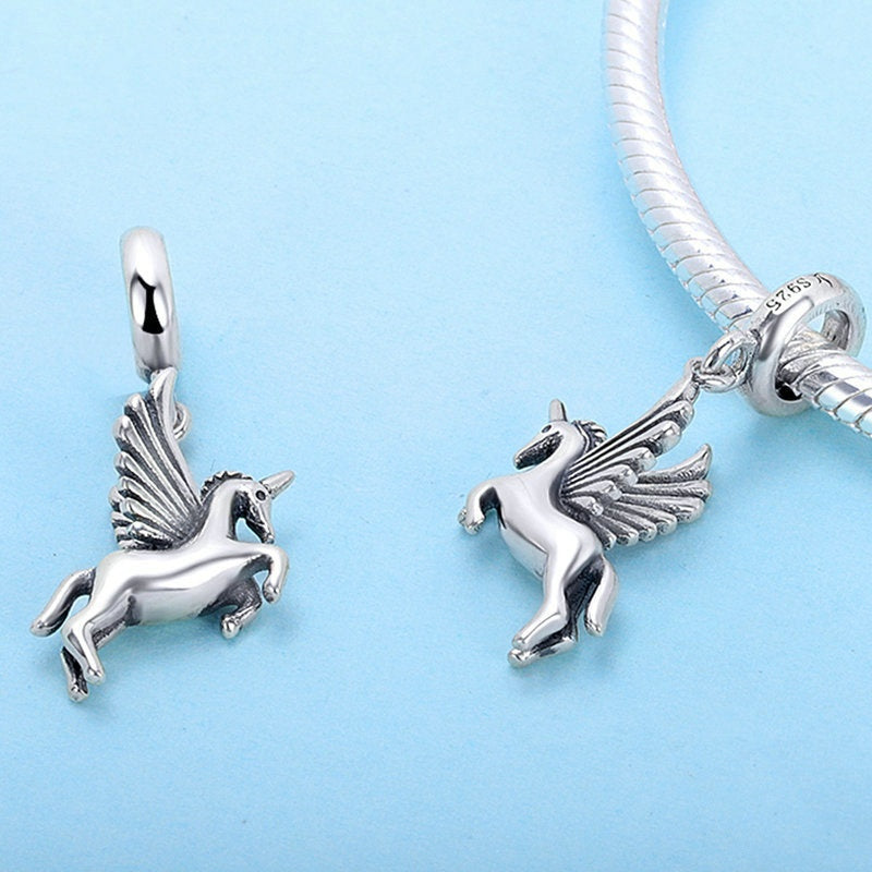 Jorrio Simple Flying Unicorn Sterling Silver Charm
