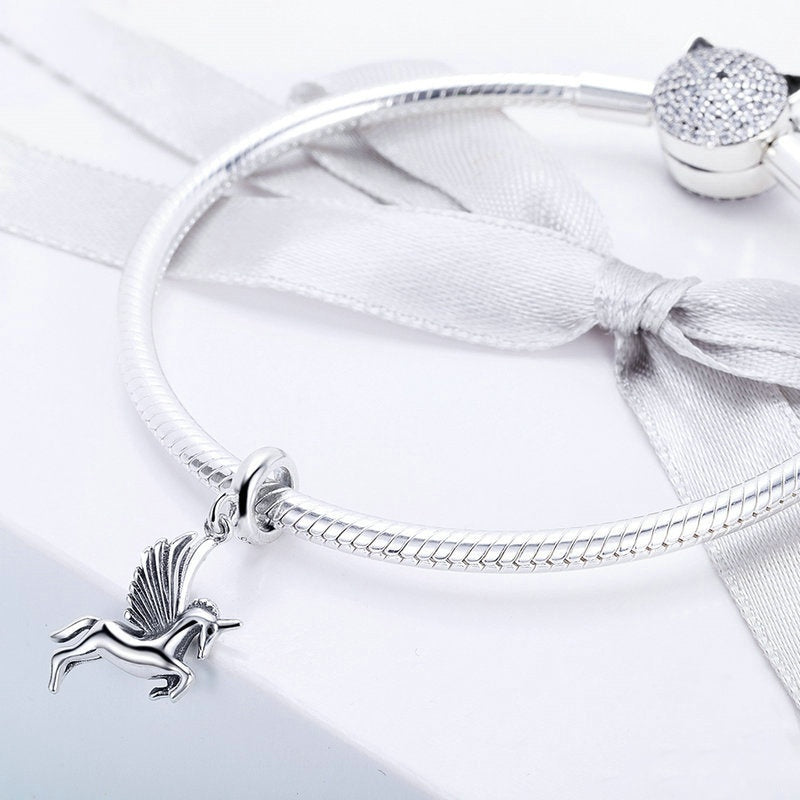 Jorrio Simple Flying Unicorn Sterling Silver Charm
