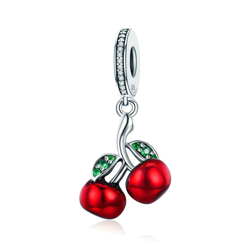 Jorrio Fashion Classic Cherry Fruit Sterling Silver Charm