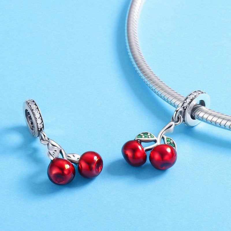 Jorrio Fashion Classic Cherry Fruit Sterling Silver Charm