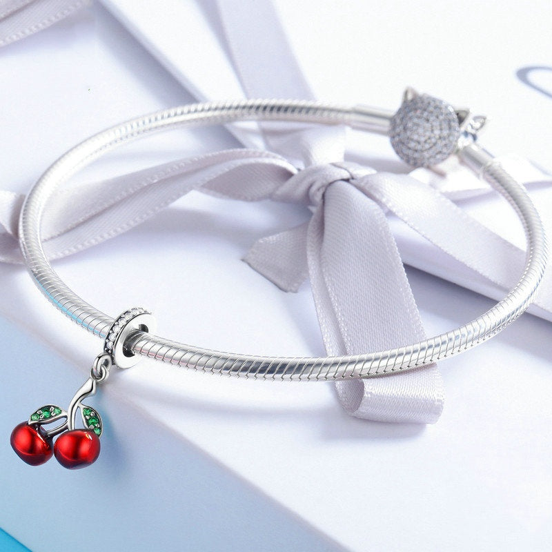 Jorrio Fashion Classic Cherry Fruit Sterling Silver Charm
