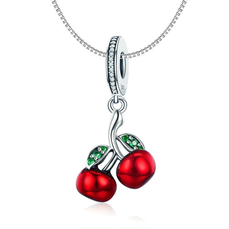 Jorrio Fashion Classic Cherry Fruit Sterling Silver Charm