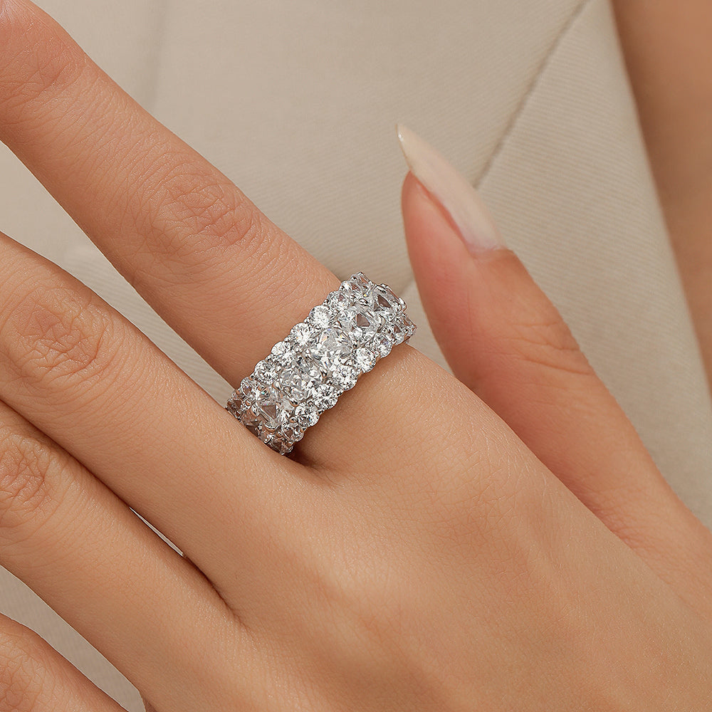 Jorrio classic cushion cut sterling silver bridal wedding band ring