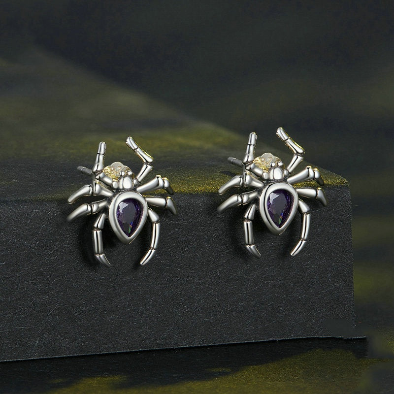 Jorrio Halloween Dark Style Spider Sterling Silver Earrings
