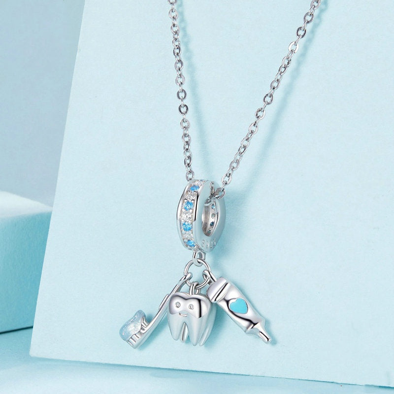 Jorrio Fun Brush Your Teeth 3-Piece Sterling Silver Charm