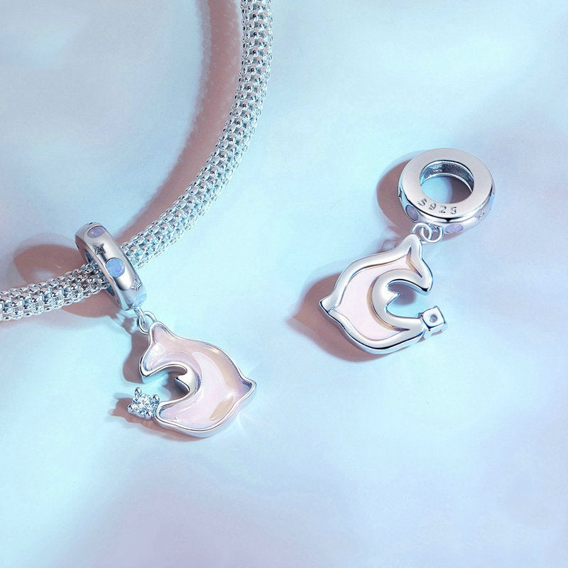 Jorrio Dreamy Sweet Pink Dolphin Sterling Silver Charm