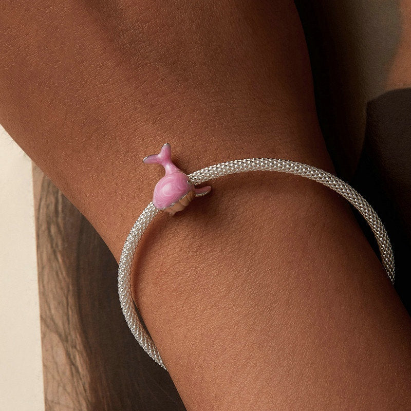 Jorrio Dreamy Ocean Pink Whale Sterling Silver Charm