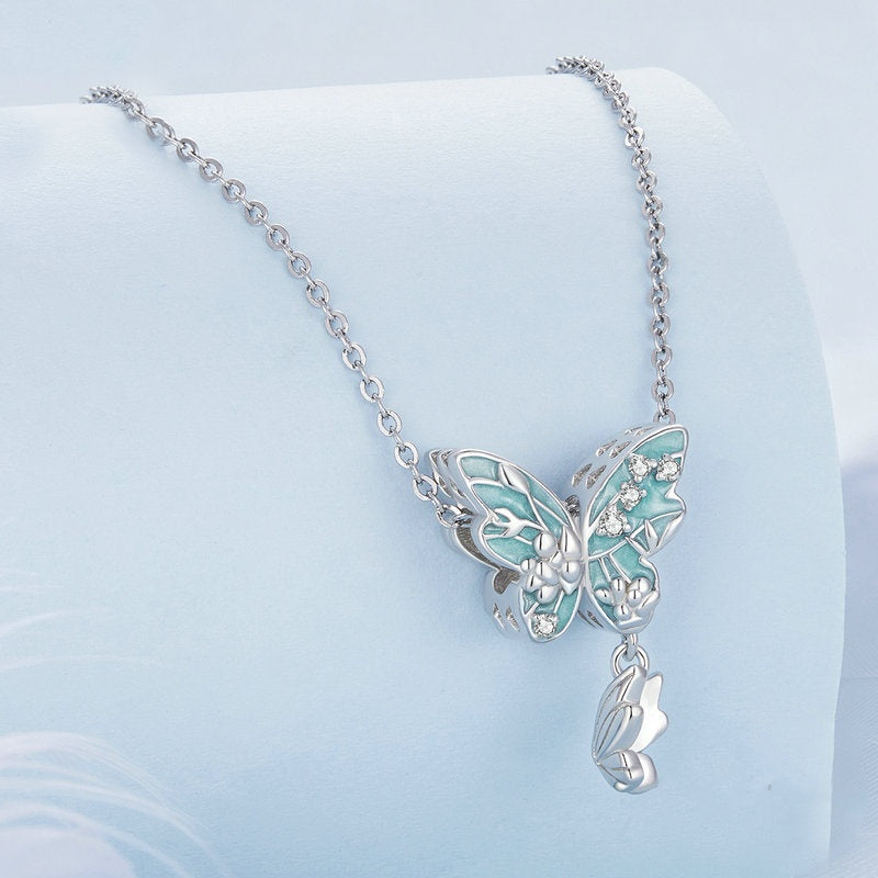 Jorrio Spring Green Flower Butterfly Sterling Silver Charm