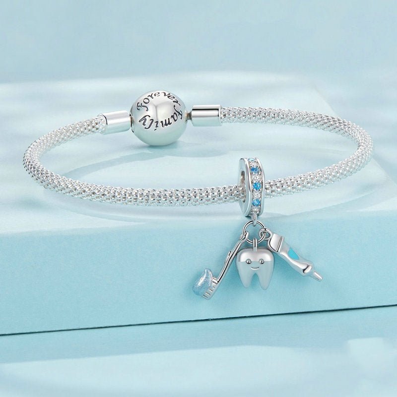 Jorrio Fun Brush Your Teeth 3-Piece Sterling Silver Charm