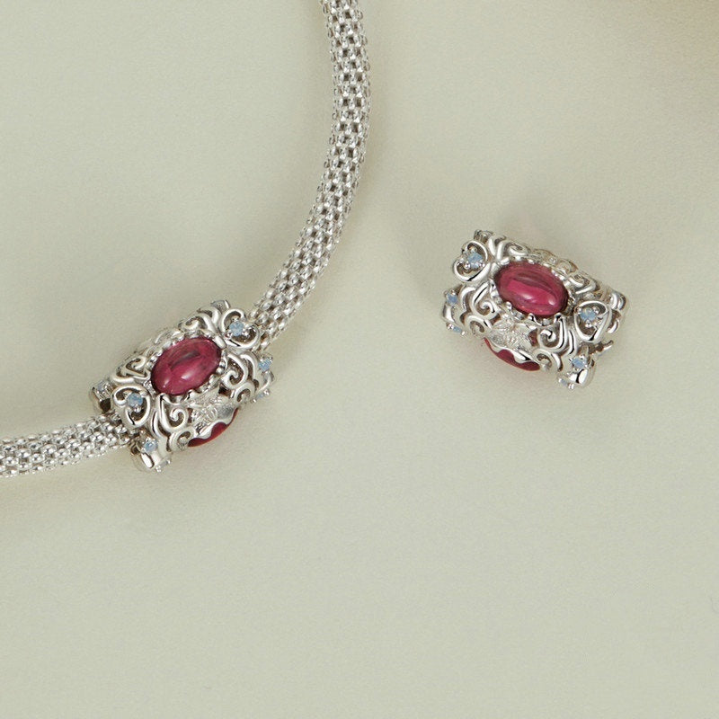 Jorrio Elegant Openwork Vintage Flower Sterling Silver Charm
