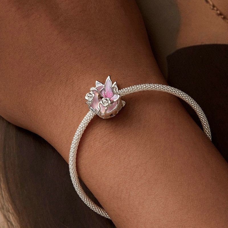 Jorrio Fantasy Rose Butterfly Neon Moonlight Sterling Silver Charm