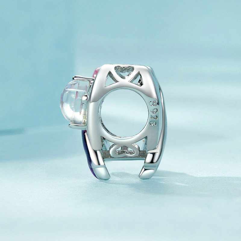 Jorrio Romantic Heart Shaped Moonstone Gradient Pink Purple Sterling Silver Charm