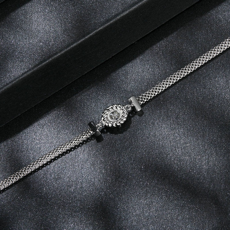 Jorrio Round Cut Moissanite Braided Sterling Silver Bracelet