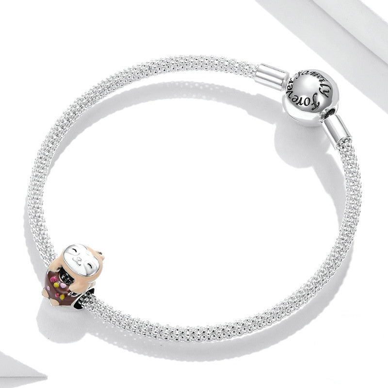 Jorrio Cute Animal Sloth Donut Sterling Silver Charm