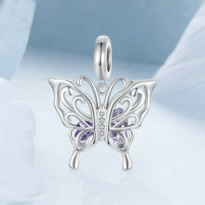 Jorrio Tanzanite Vintage Hollow Butterfly Sterling Silver Charm