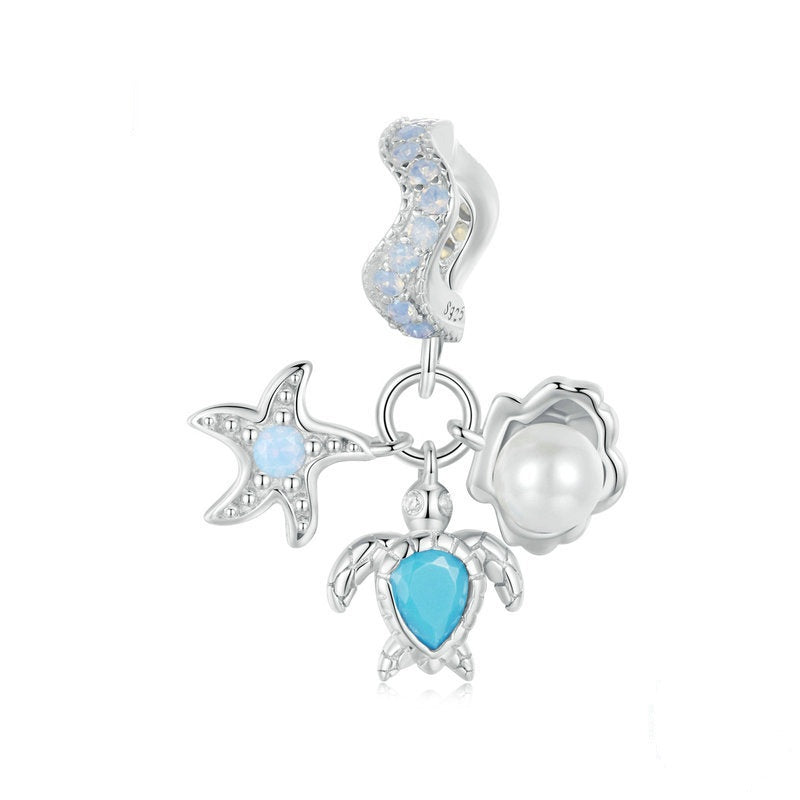 Jorrio Ocean Shell Beads Starfish Turtle Sterling Silver Charm