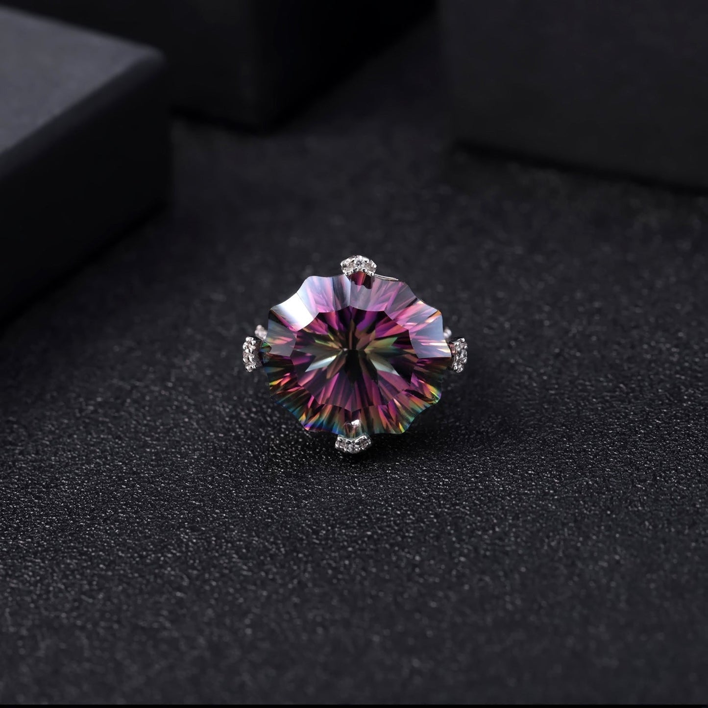 Jorrio handmade colorful stone fashion sterling silver engagement ring