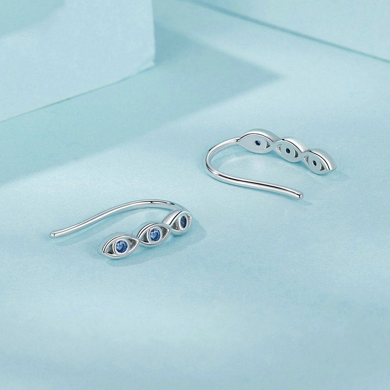 Jorrio Sapphire Devil's Eye Sterling Silver Earrings