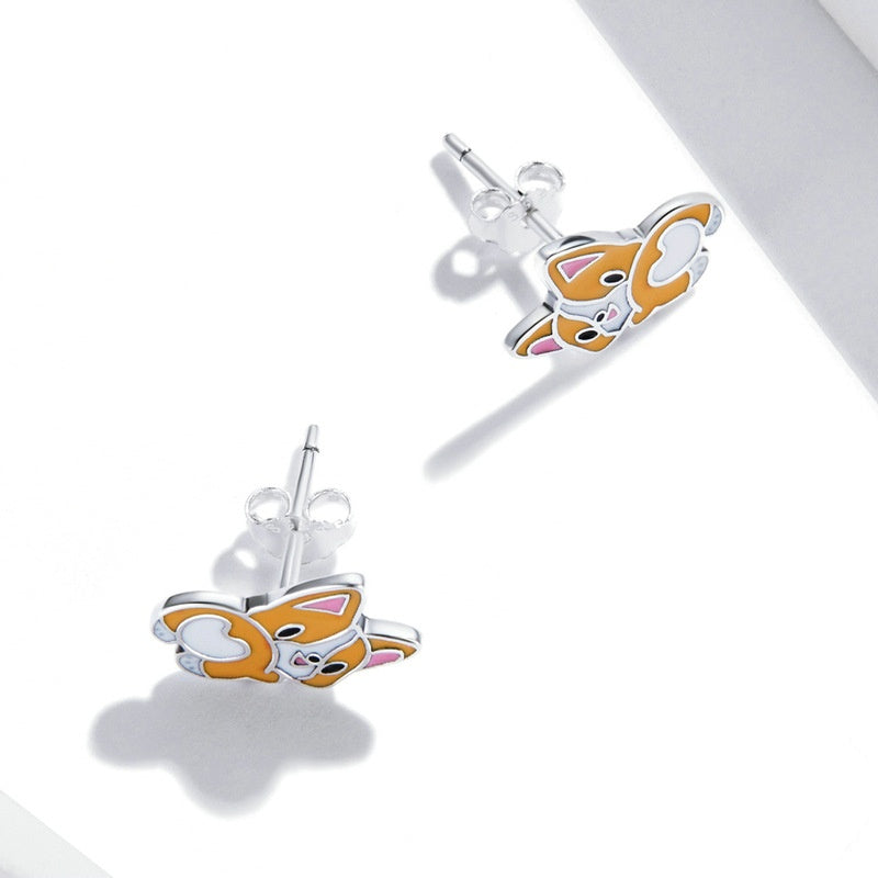 Jorrio Zoo Series Cute Corgi Sterling Silver Earrings