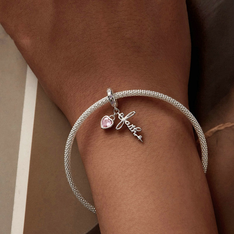 Jorrio Sweet Pink Heart Sterling Silver Charm