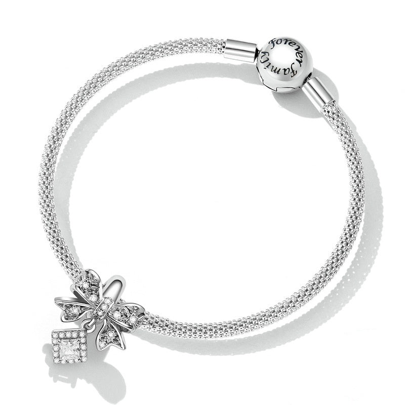 Jorrio Square Bow Positioning Sterling Silver Charm