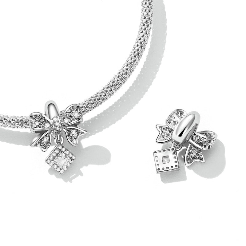 Jorrio Square Bow Positioning Sterling Silver Charm